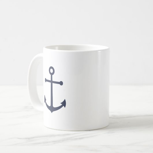 Modern Nautical Navy Blue Anchor Koffiemok (Voorkant links)
