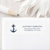 Modern Nautical Navy Blue Anchor Retouradres Etiket (Insitu)