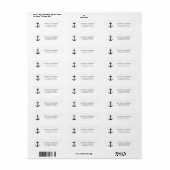 Modern Nautical Navy Blue Anchor Retouradres Etiket (Full Sheet)