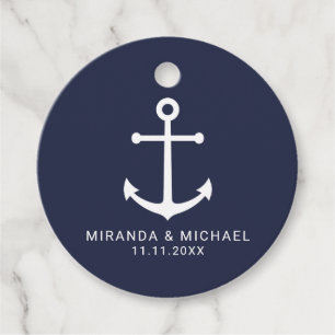 Modern Nautical Navy Blue Anchor Wedding Bedankjes Labels