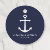 Modern Nautical Navy Blue Anchor Wedding Bedankjes Labels (Voorkant)