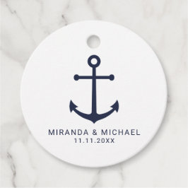 Modern Nautical Navy Blue Anchor Wedding Bedankjes Labels
