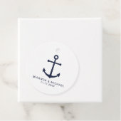 Modern Nautical Navy Blue Anchor Wedding Bedankjes Labels (In situ)