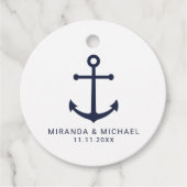 Modern Nautical Navy Blue Anchor Wedding Bedankjes Labels (Voorkant)