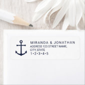 Modern Nautical Navy Blue Anchor Wedding Etiket (Insitu)