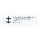 Modern Nautical Navy Blue Anchor Wedding Etiket (Voorkant)