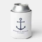 Modern Nautical Navy Blue Anchor Wedding Favor Blikjeskoeler (Blikje Voorkant)