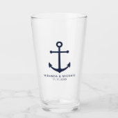 Modern Nautical Navy Blue Anchor Wedding Favor Glas (Voorkant)