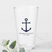 Modern Nautical Navy Blue Anchor Wedding Favor Glas