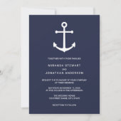 Modern Nautical Navy Blue Anchor Wedding Kaart (Voorkant)