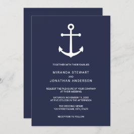 Modern Nautical Navy Blue Anchor Wedding Kaart