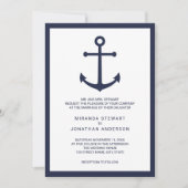 Modern Nautical Navy Blue Anchor Wedding Kaart (Voorkant)