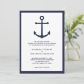 Modern Nautical Navy Blue Anchor Wedding Kaart (Staand voorkant)