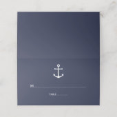 Modern Nautical Navy Blue Anchor Wedding Plaatskaartje (Buitenkant ongevouwen)