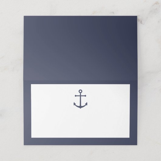 Modern Nautical Navy Blue Anchor Wedding Plaatskaartje (Buitenkant ongevouwen)