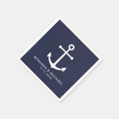 Modern Nautical Navy Blue Anchor Wedding Servet (Hoek)