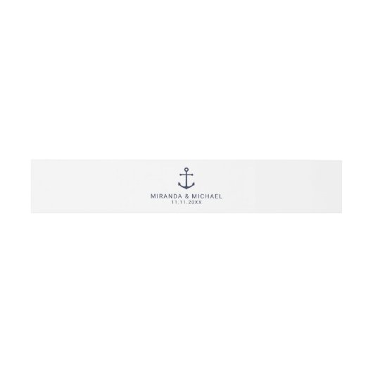 Modern Nautical Navy Blue Anchor Wedding Uitnodigingen Wikkel (Vlak)