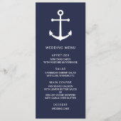 Modern Nautical Navy Blue Anker Bruiloft Menu (Voorkant)