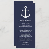 Modern Nautical Navy Blue Anker Bruiloft Menu (Voorkant / Achterkant)