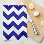 Modern Nautical Navy Blue Chevron Theedoek (Quarter Fold)