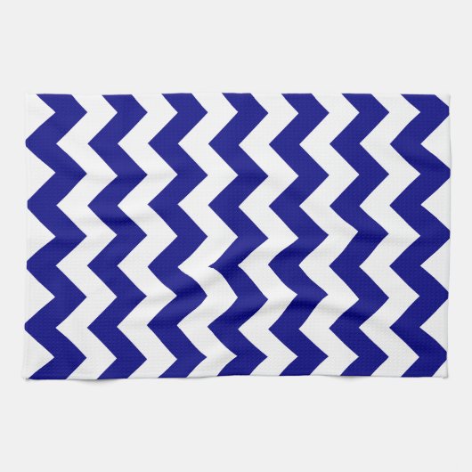 Modern Nautical Navy Blue Chevron Theedoek (Horizontaal)