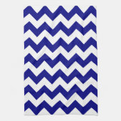 Modern Nautical Navy Blue Chevron Theedoek (Verticaal)