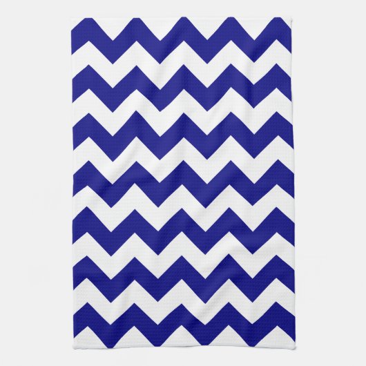 Modern Nautical Navy Blue Chevron Theedoek (Verticaal)