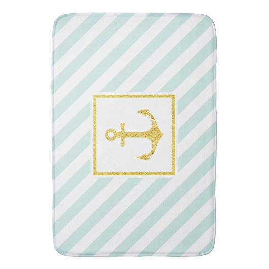 Modern Nautical Pattern Golden Anchor Badmat (Voorkant Verticaal)