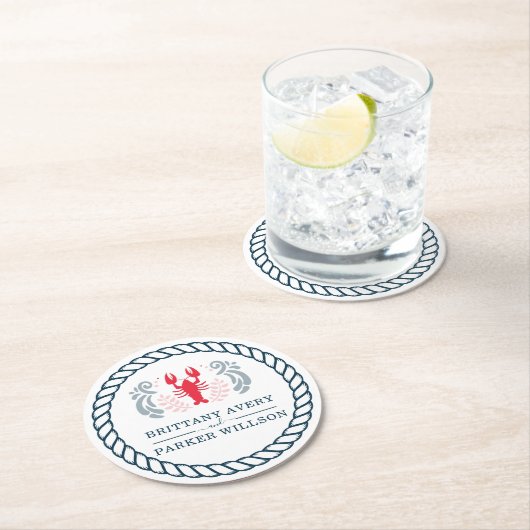 Modern Nautical Personalized Wedding Ronde Kartonnen Onderzetter (Insitu)