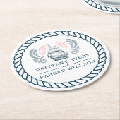 Modern Nautical Personalized Wedding Ronde Kartonnen Onderzetter (Gebogen)