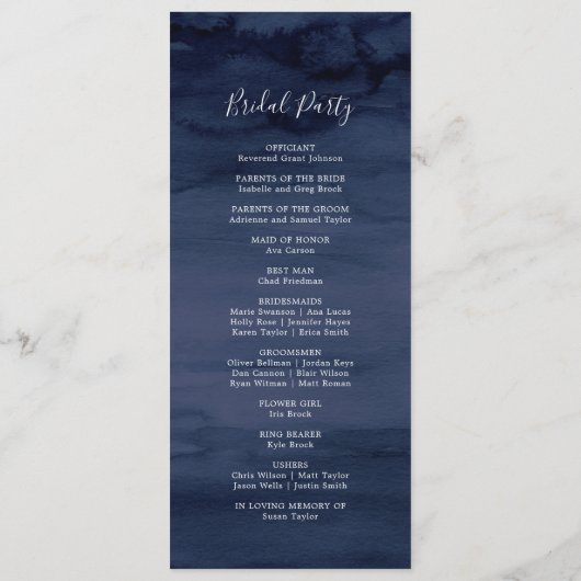 Modern Nautical | Programma Floral Wedding Programmakaart (Achterkant)