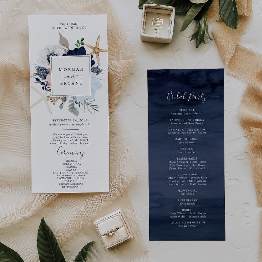Modern Nautical | Programma Floral Wedding Programmakaart