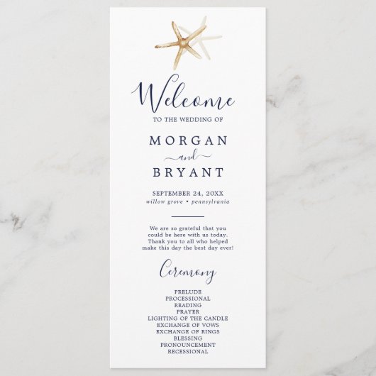 Modern Nautical | Programma voor het huwelijk van  Programmakaart (Voorkant)