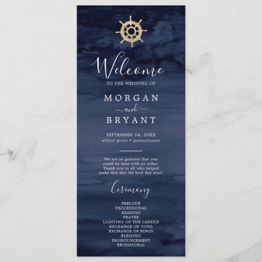 Modern Nautical | Programma voor het weduwen van s Programmakaart (Voorkant)