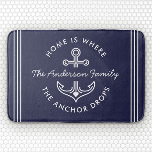 Modern Nautical Quote Custom Familienaam Marine Bl Badmat