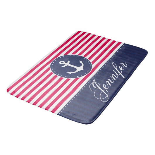 Modern Nautical Red Anchor op maat Badmat (Gekanteld)