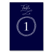 Modern Nautical Rope Navy Blue Wedding Kaart (Achterkant)