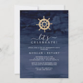 Modern Nautical | Schip Helm Let's Celebrate Kaart (Voorkant)