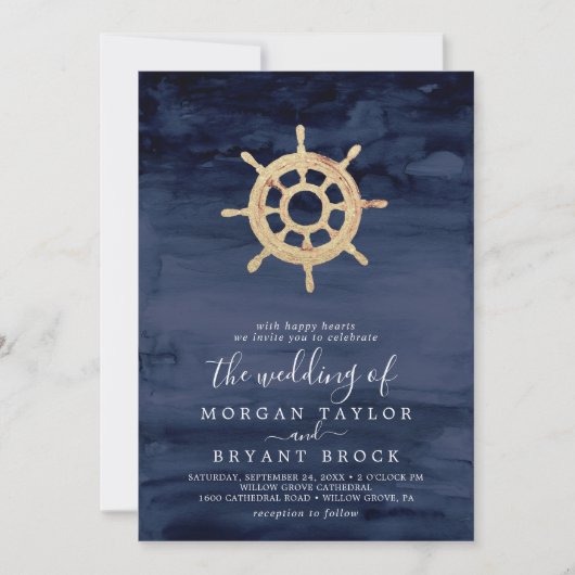 Modern Nautical | Schip helpt het huwelijk van Kaart (Voorkant)