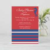 Modern Nautical Seahorse Baby shower Invitation Kaart (Staand voorkant)