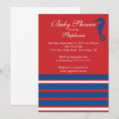 Modern Nautical Seahorse Baby shower Invitation Kaart (Voorkant / Achterkant)