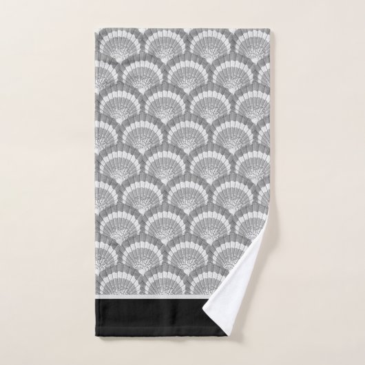 Modern Nautical Seashell Grey Shells Black Bad Handdoek (Handdoek)
