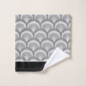 Modern Nautical Seashell Grey Shells Black Bad Handdoek (Wasdoekje)