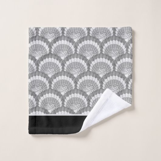 Modern Nautical Seashell Grey Shells Black Bad Handdoek (Wasdoekje)