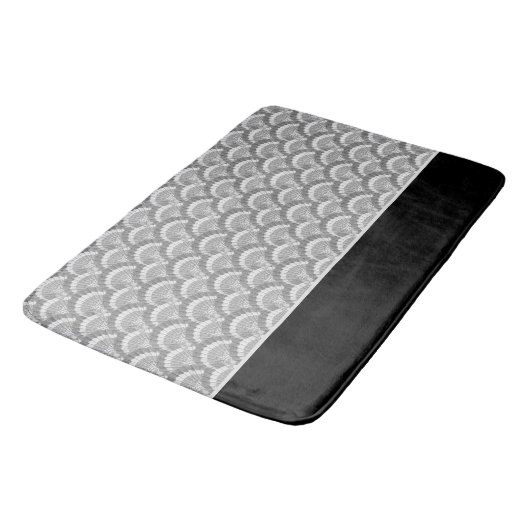 Modern Nautical Seashell Grey Shells Black Badmat (Gekanteld)
