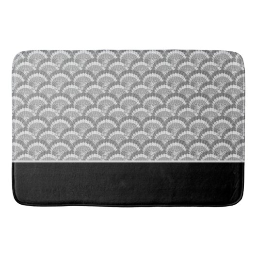 Modern Nautical Seashell Grey Shells Black Badmat (Voorkant)