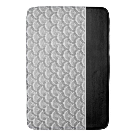 Modern Nautical Seashell Grey Shells Black Badmat (Voorkant Verticaal)