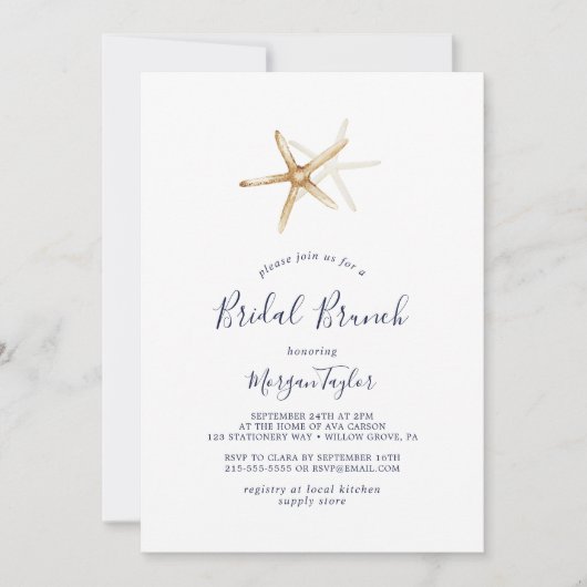 Modern Nautical | Staarvis Bridal Brunch Kaart (Voorkant)
