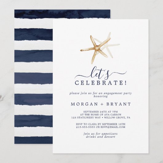Modern Nautical | Starfish Let's Celebrate Kaart (Voorkant / Achterkant)