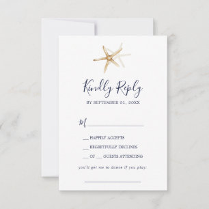 Modern Nautical   Starfish Song Request RSVP Card
